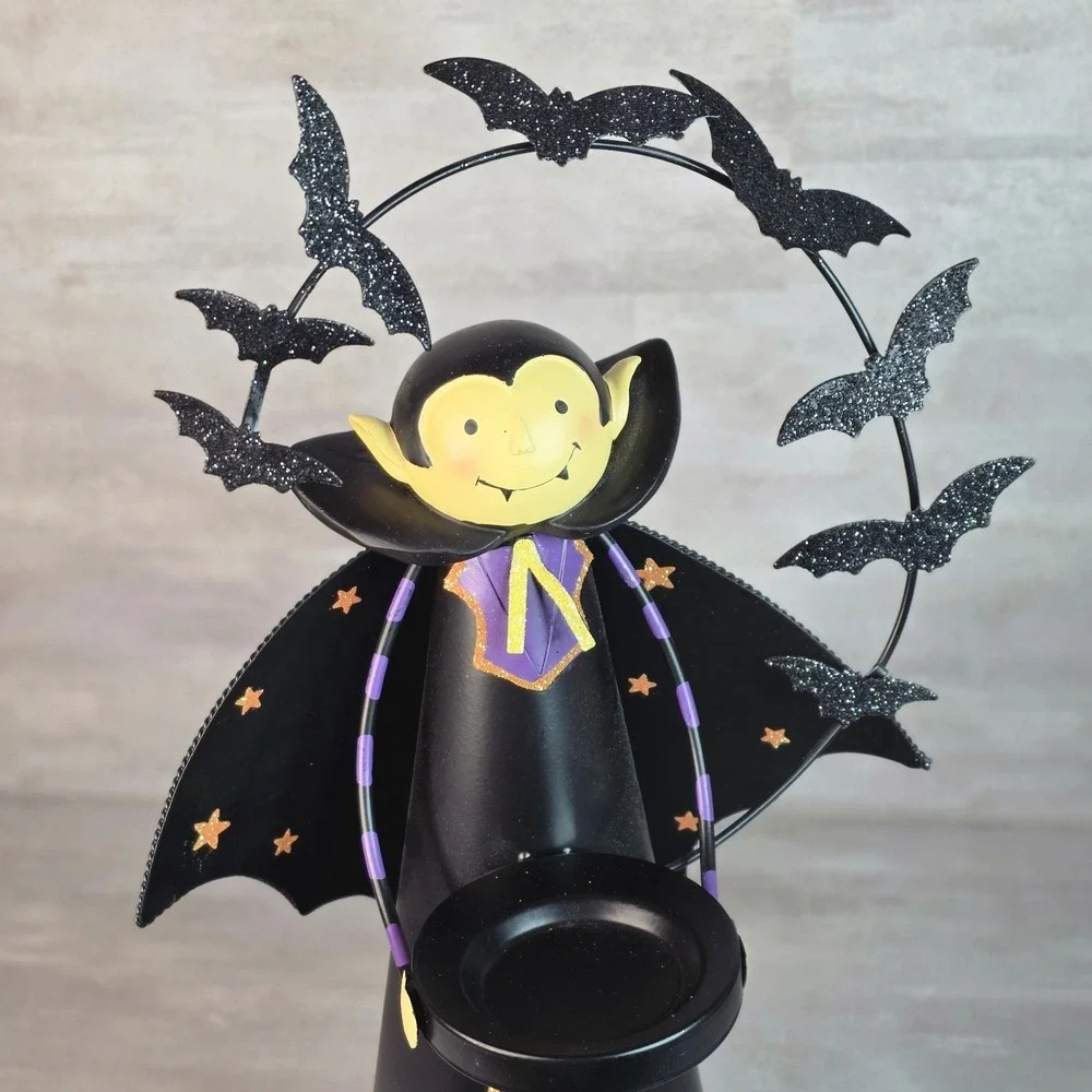 PartyLite Abracadabra Witch & Dracula Batcula Vampire Bats Candle Holder SET - Picture 2 of 16